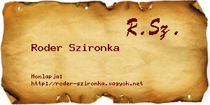 Roder Szironka névjegykártya
